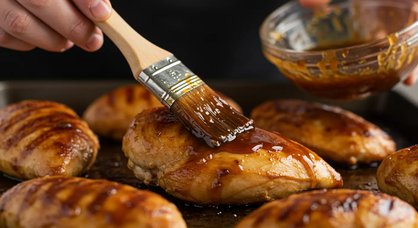 Brush chicken breasts with glaze