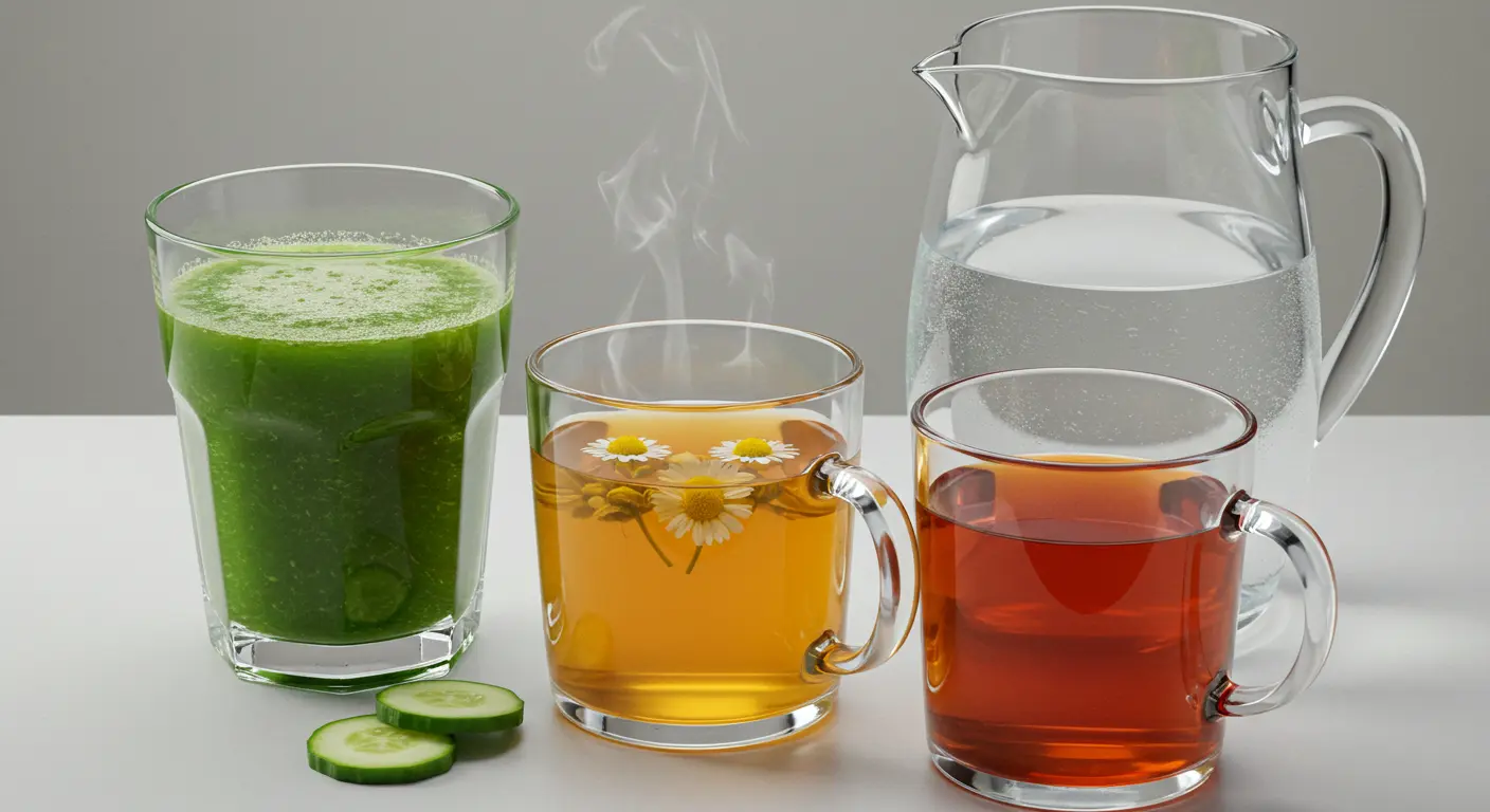 Drinks, Water, sugar, Herbal Teas Green tea, chamomile tea