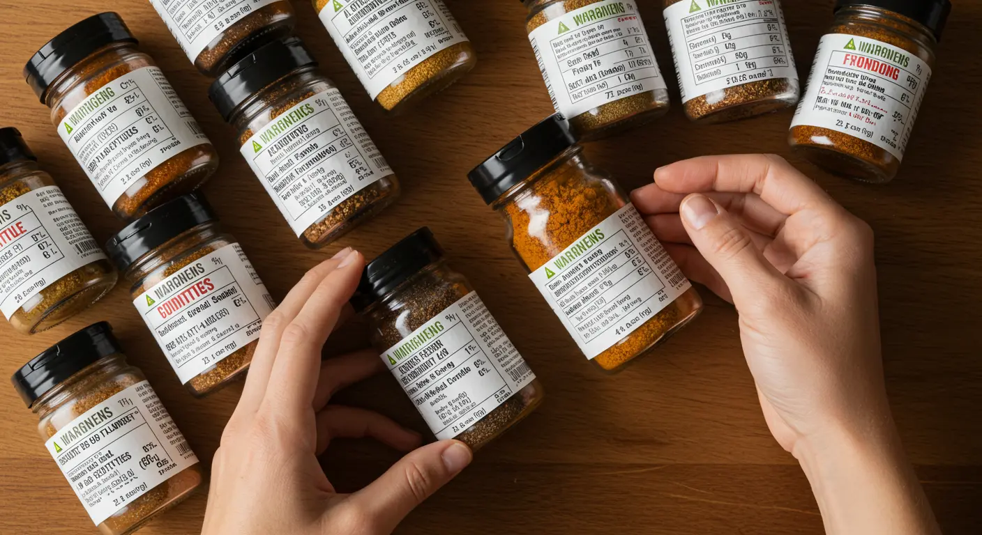 Read labels Spices carefully to avoid allergens, additives, or high sodium content, Spices to Avoid