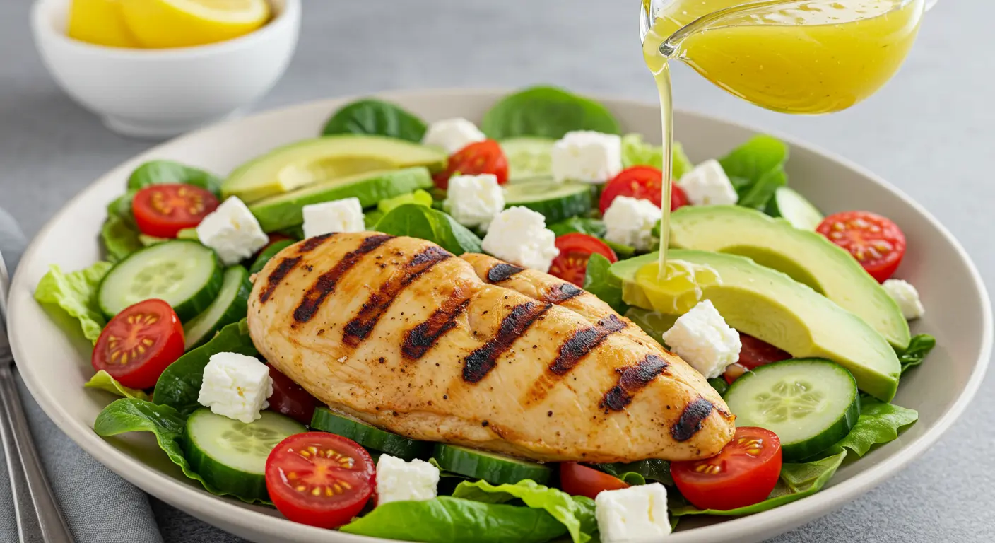 grilled chicken salad, high-protein lunch ideas