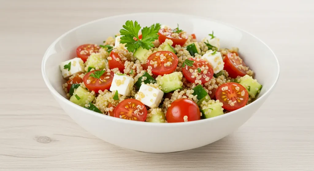  Colorful quinoa salad with feta cheese