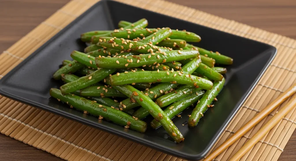 Stir-fried green beans with sesame seeds