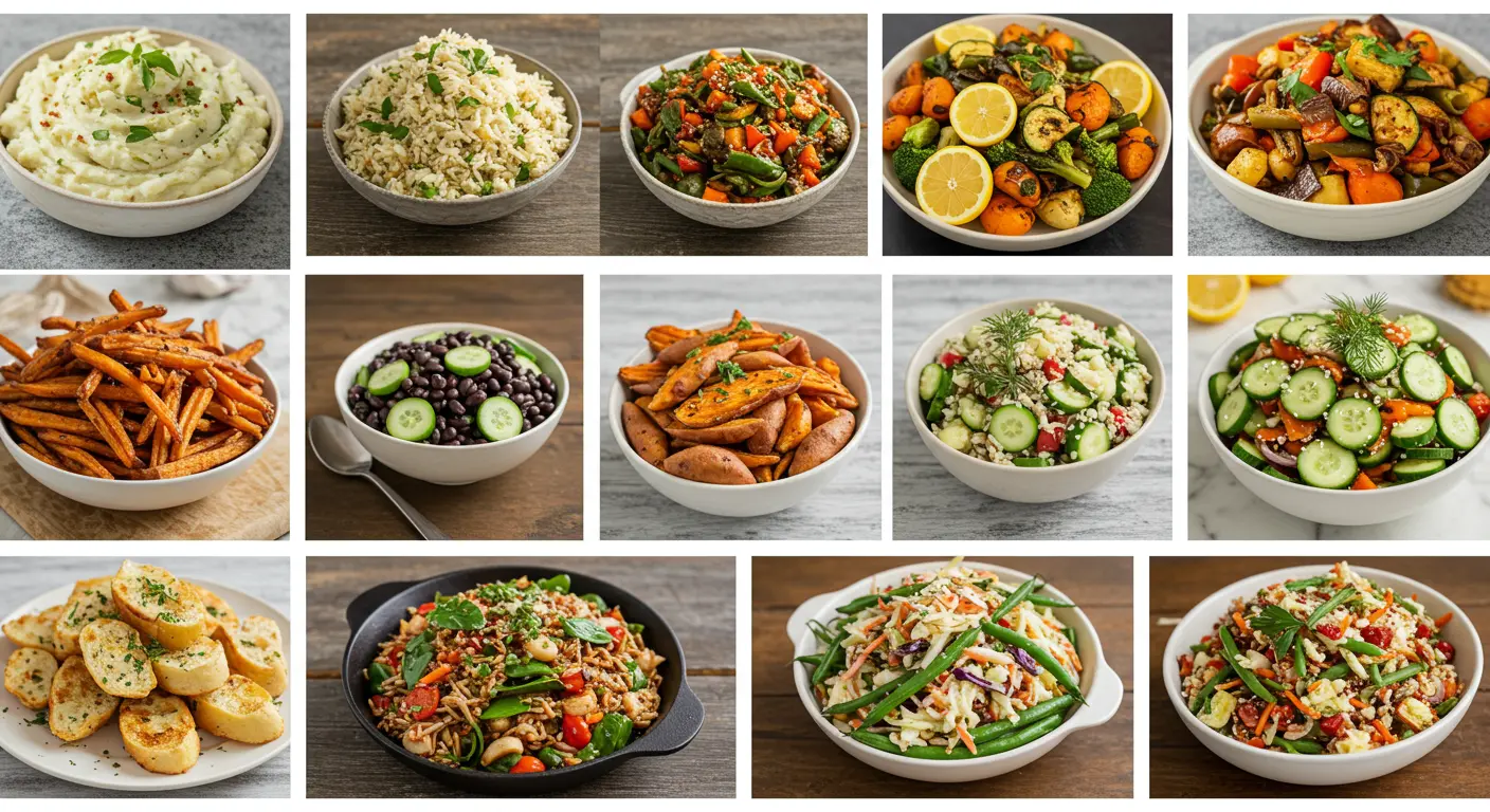 10 affordable side dishes including garlic mashed potatoes, roasted vegetables