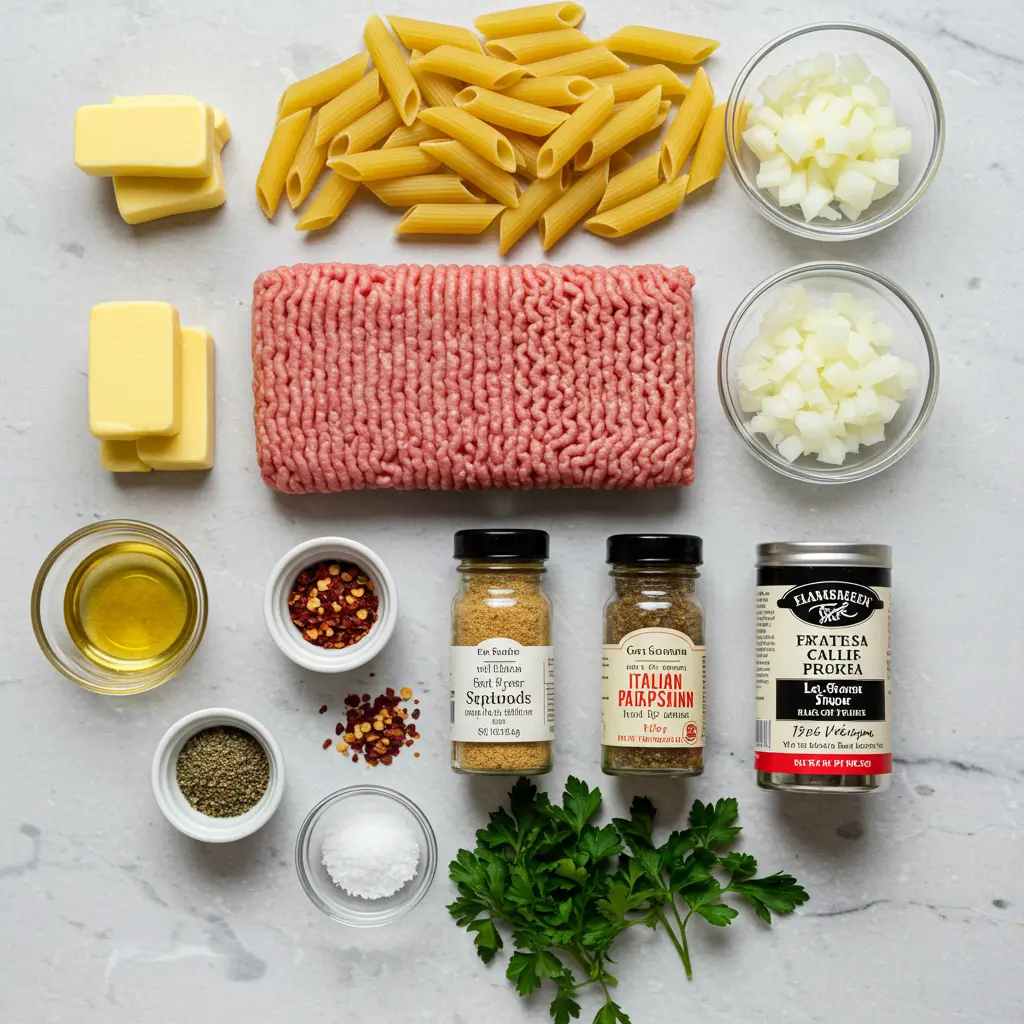 Ingredients For Creamy Beef Pasta