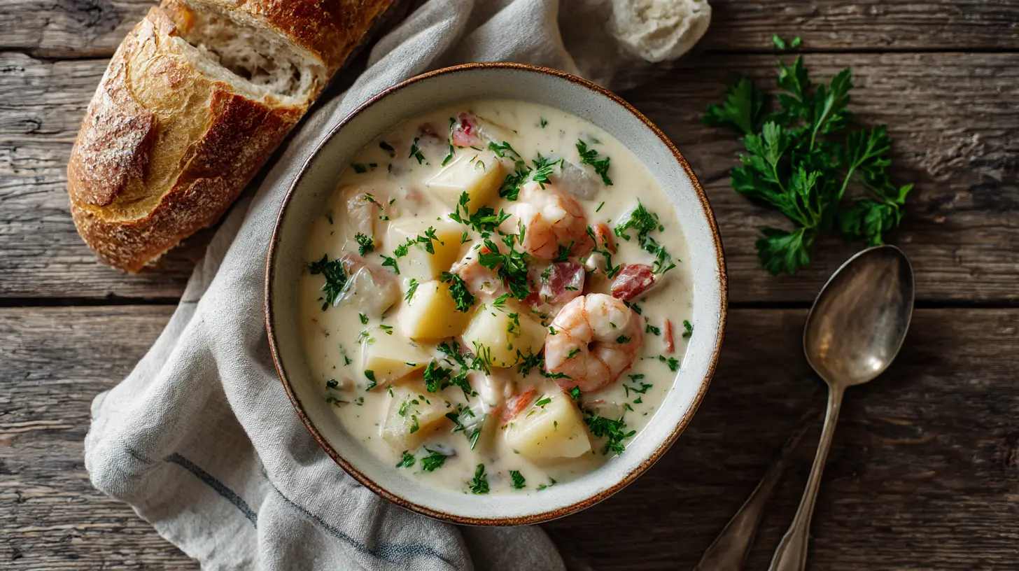 Creamy, hearty, and rich with fresh Atlantic seafood, Nova Scotia seafood chowder is a coastal classic that brings the warmth of maritime kitchens to your table.