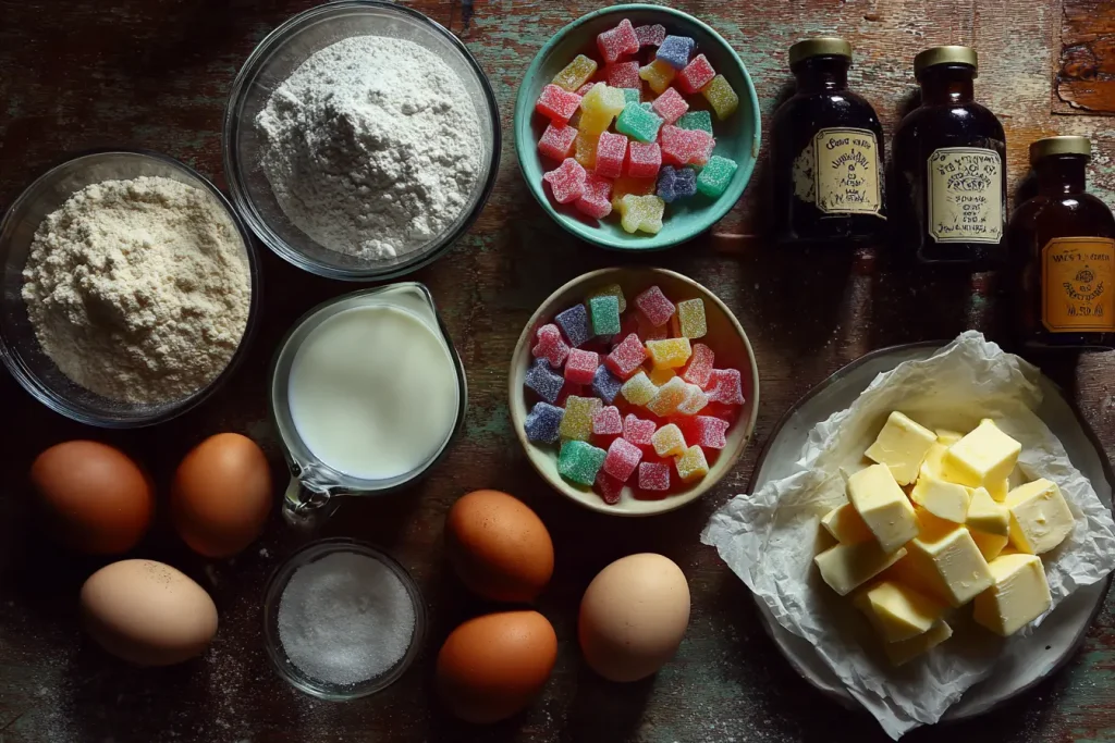 Ingredients for Gumdrop Crinkle Cakes – A Newfoundland Holiday Favorite