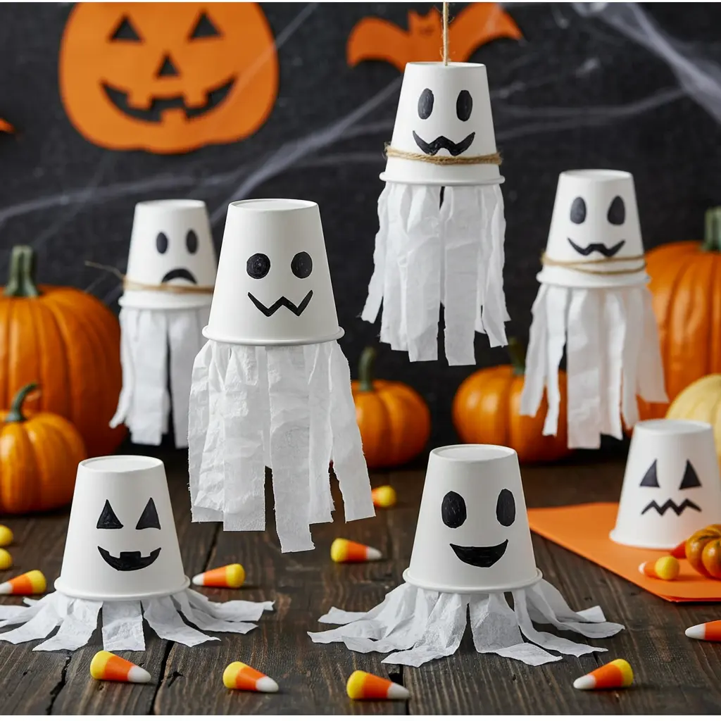 DIY Paper Cup Ghosts