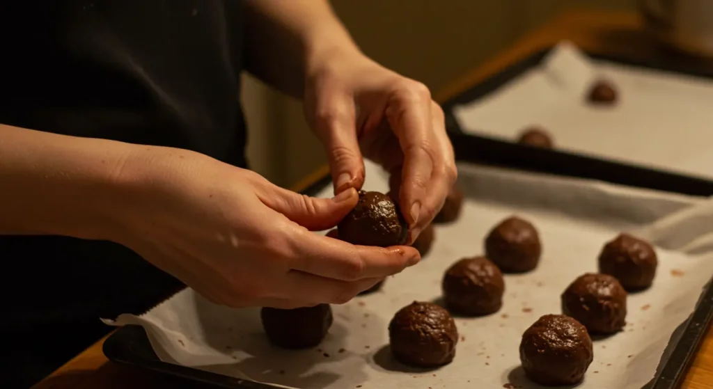 Rolling Newfoundland Snowballs into Chocolate Coconut Balls