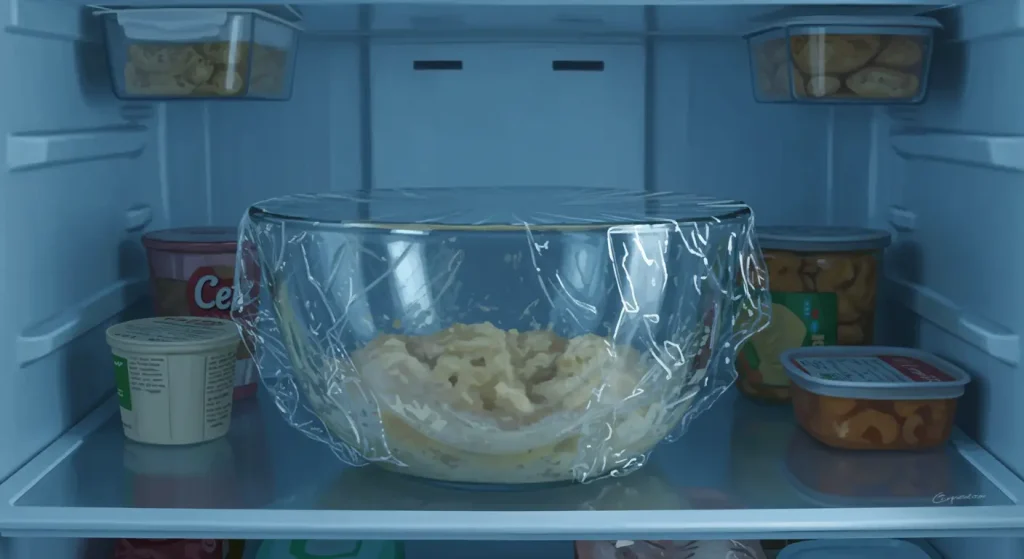 Chilling Newfoundland Snowballs Mixture in Refrigerator