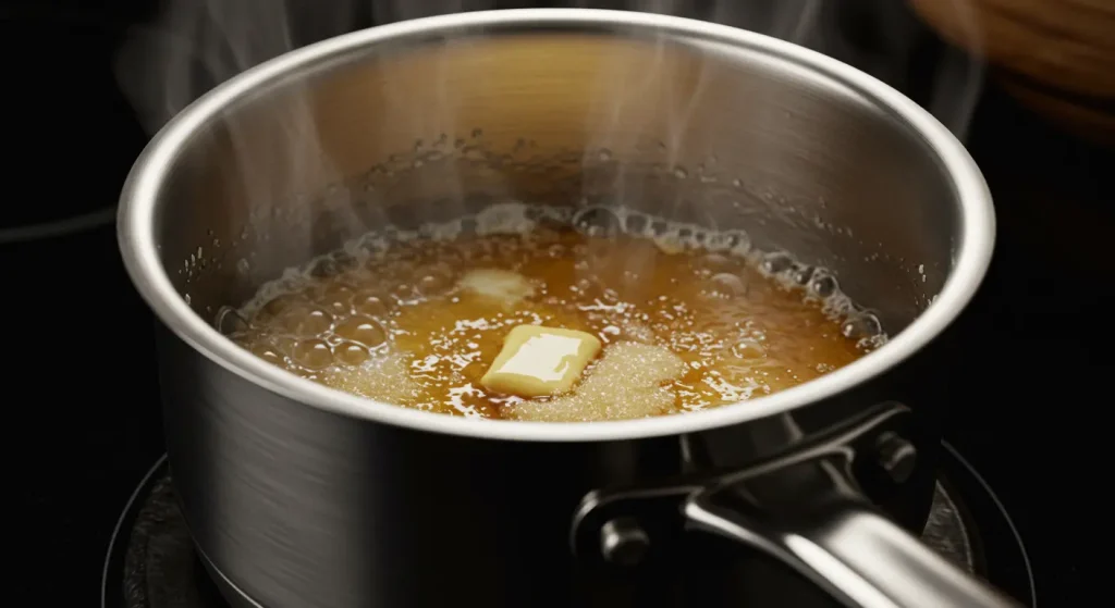 Cooking Sugar, Butter, and Milk for Newfoundland Snowballs