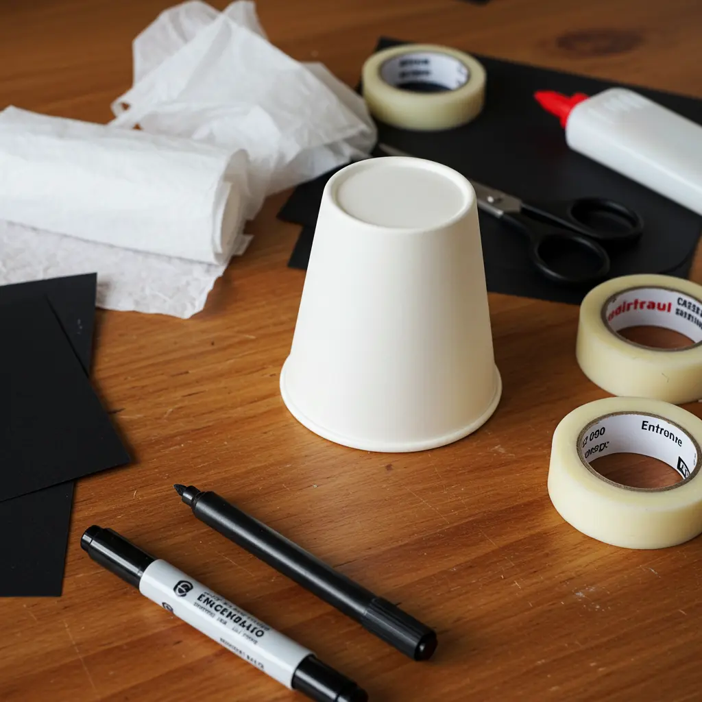 step 1 of DIY Paper Cup Ghosts