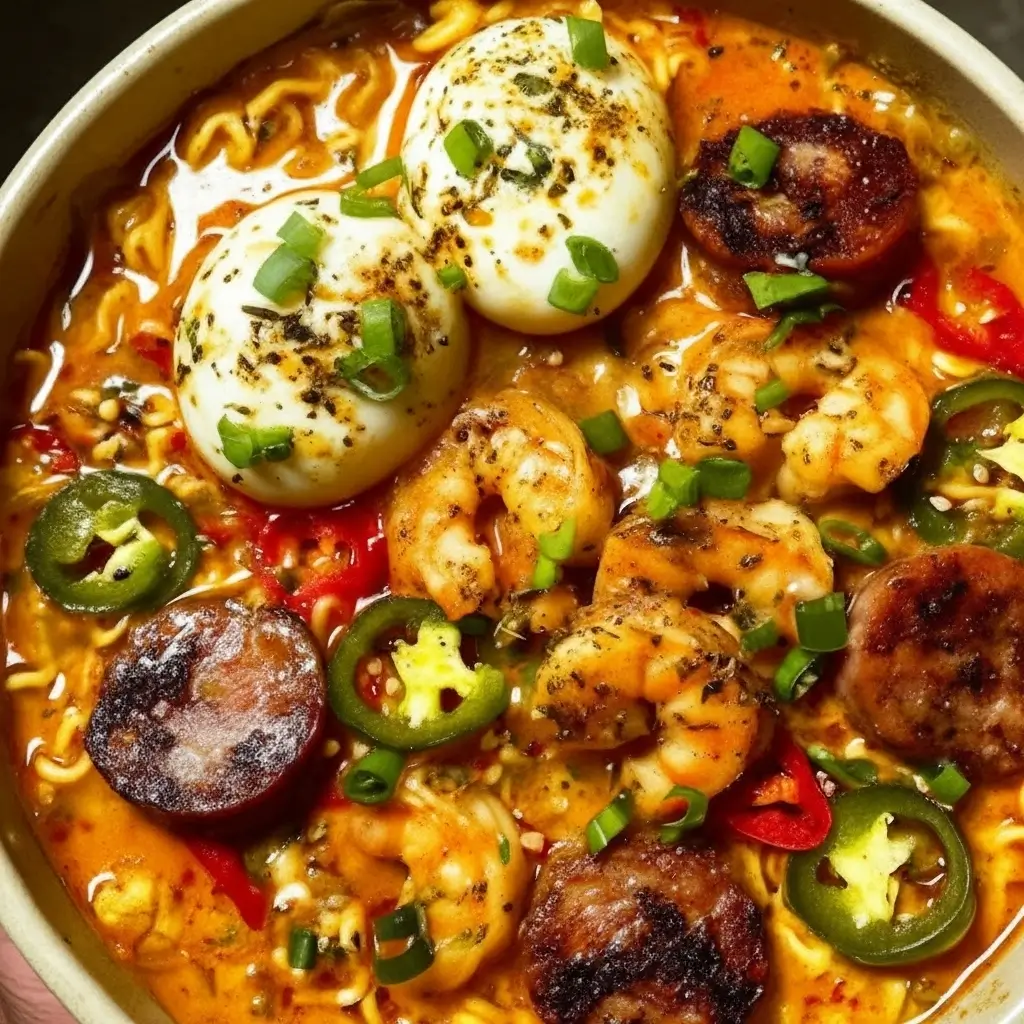 Spicy Jalapeño Cheddar Sausage & Shrimp Ramen