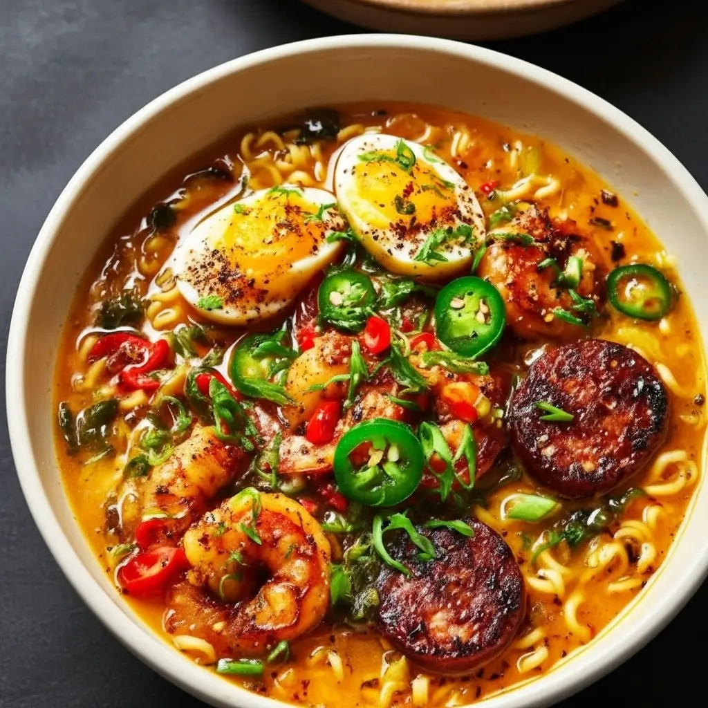 Spicy Jalapeño Cheddar Sausage & Shrimp Ramen