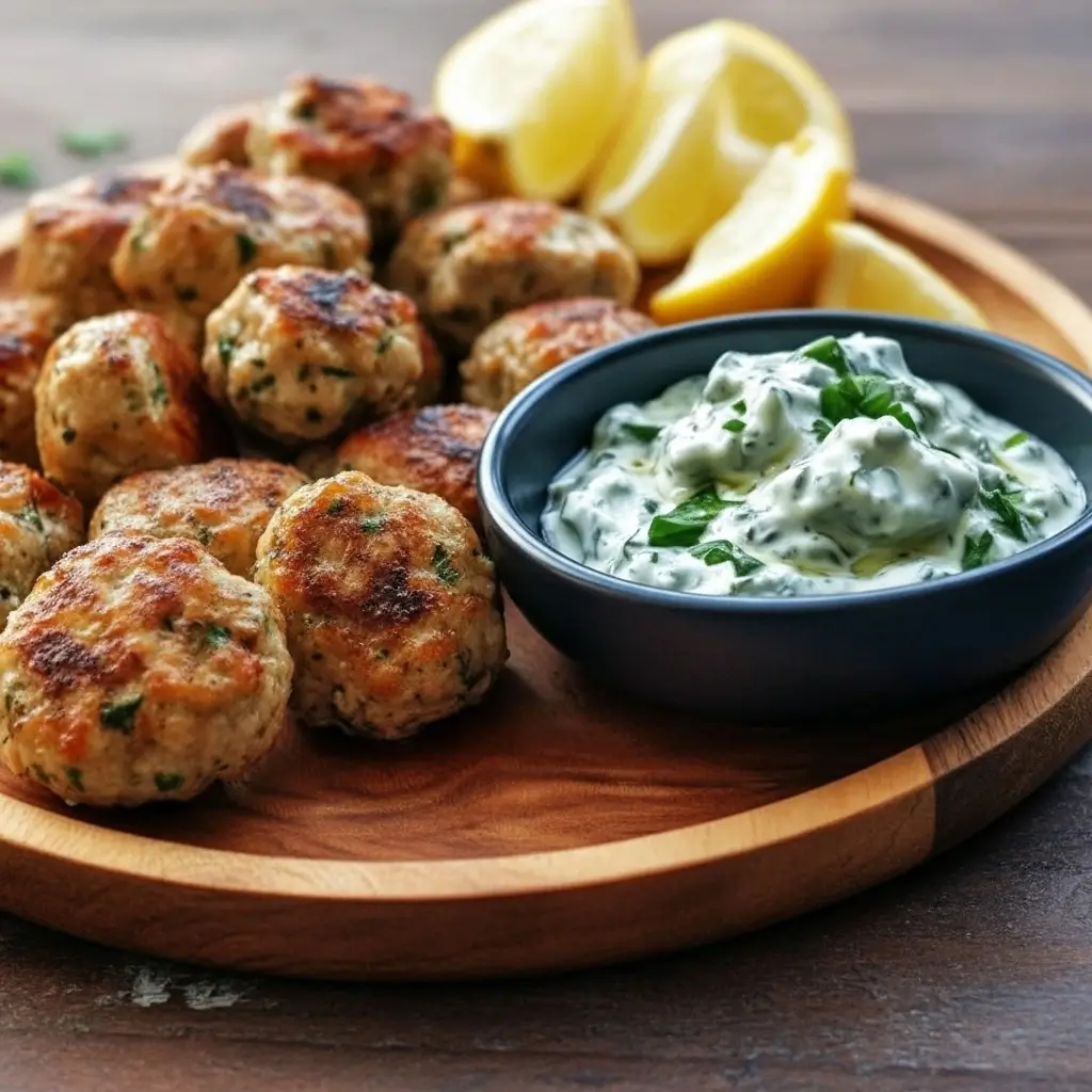 Greek Chicken Meatballs with Tzatziki