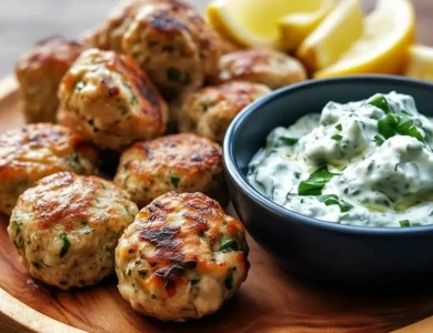 Greek Chicken Meatballs with Tzatziki