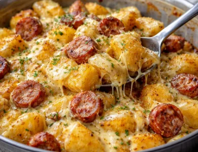 Cheesy ranch potatoes with smoked sausage