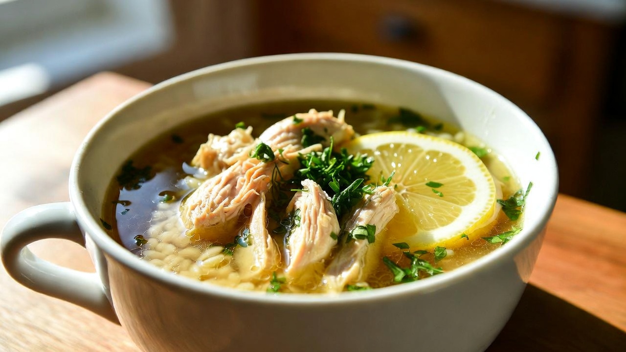 Main image for Greek lemon chicken soup