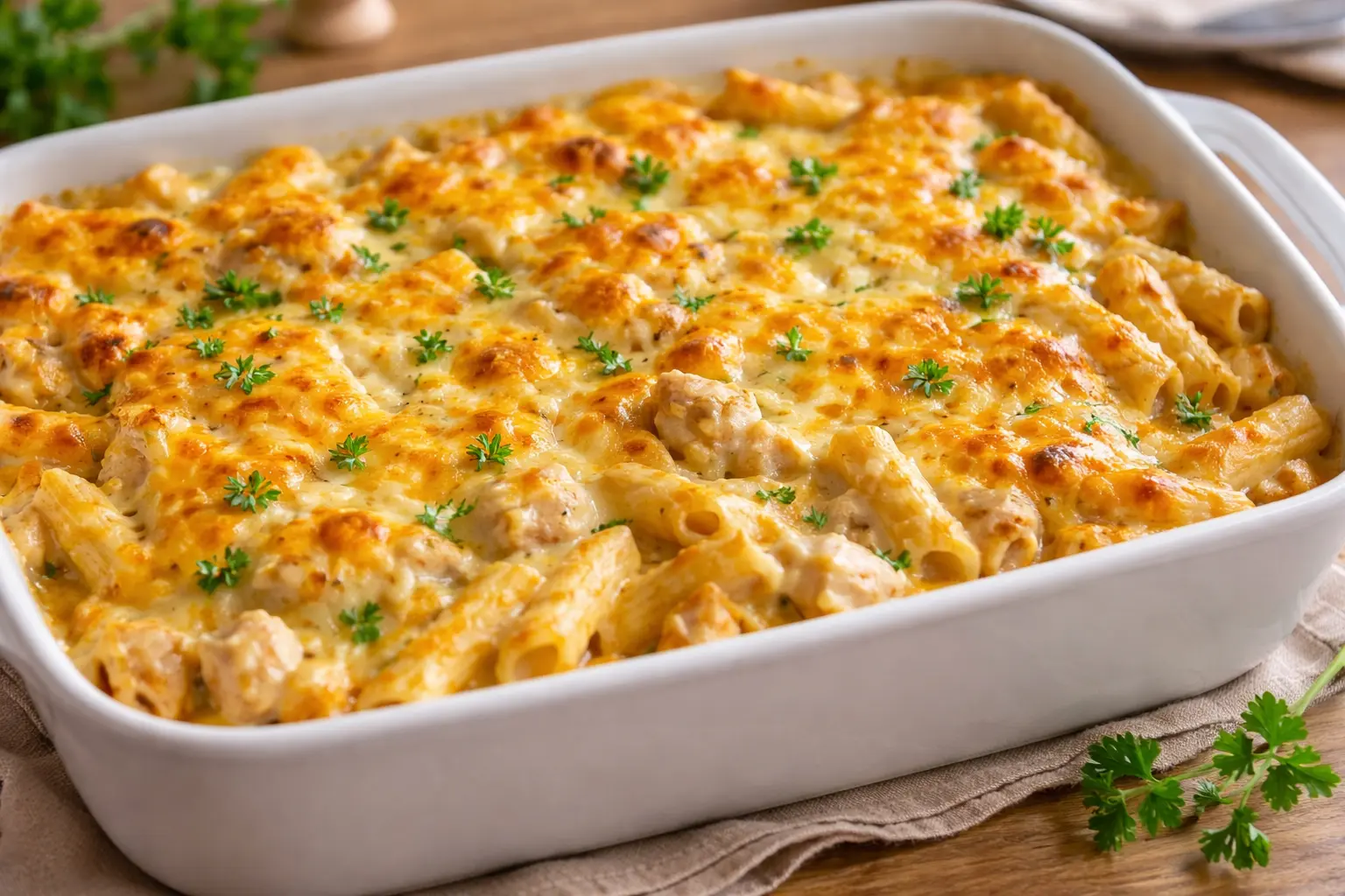 Main image of cheesy chicken pasta bake