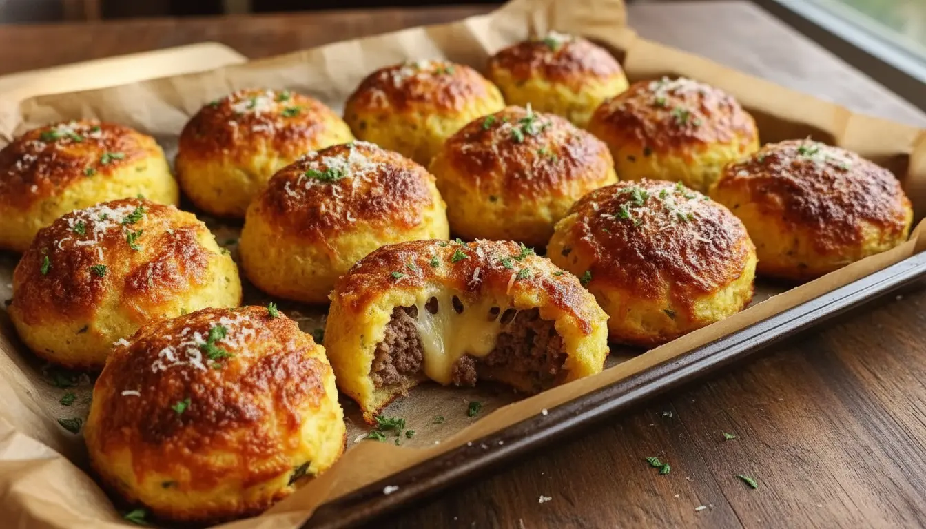 Main image of garlic parmesan cheeseburger bombs