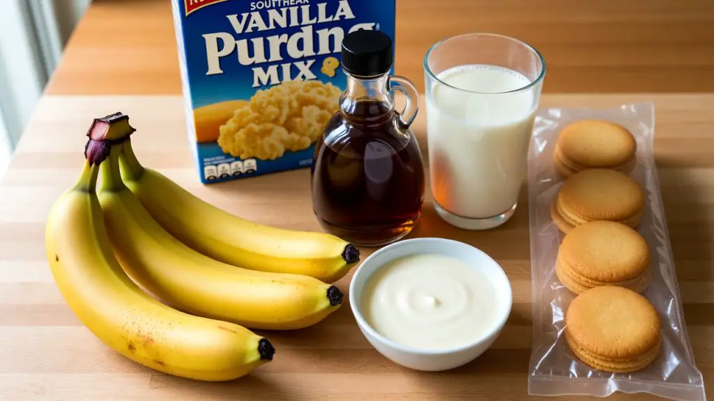 ingredients for banana pudding with Nilla Wafers