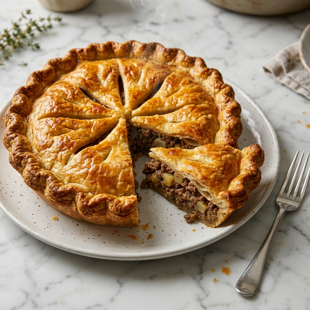 Old Acadian Style Tourtière (Traditional Meat Pie)